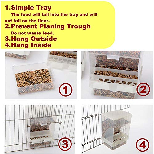 EVERDAZZLbaby 2Pcs Automatic Bird Feeder Seed Food Container in Cage No Mess Hanging Feeding Bowl for Budgerigar Canary Cockatiel Finch Parakeet