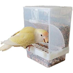 EVERDAZZLbaby 2Pcs Automatic Bird Feeder Seed Food Container in Cage No Mess Hanging Feeding Bowl for Budgerigar Canary Cockatiel Finch Parakeet