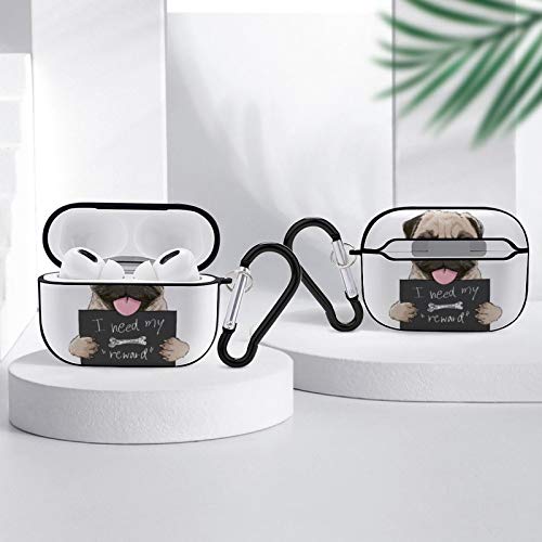 Funny Pug I Need My Reward Airpods Case Cover for Apple AirPods Pro Cute Airpod Case for Boys Girls Silicone Protective Skin Airpods Accessories with Keychain