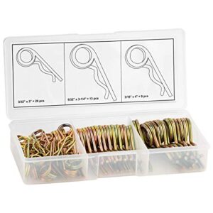 Double Loop Hitch Pin Clip 50 Piece Set of Three Different Size Fasteners, Multi-Use Cotter Hairpin Assortment Kit, Fit for Various Hitch Pins – by Goreks