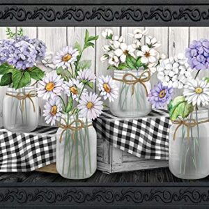 Briarwood Lane Checkered Mason Jars Spring Doormat Daisies Floral Indoor Outdoor 30" x 18"