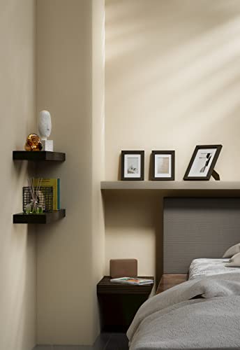 LYNNC Floating Shelves, 2 Rustic Wood Shelves + 3 Photo Frames, Wall Shelves for Bedroom, Living Room, Bathroom, Kitchen, Cocoa Brown