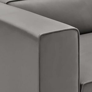 Modway Mingle Vegan Leather 7-Piece Sectional Sofa, Gray