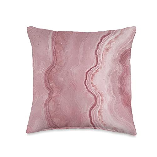 Nature Inspired Modern Crystal Designs Pink Agate Geode Crystal Colorful Naturalist Throw Pillow, 16x16, Multicolor