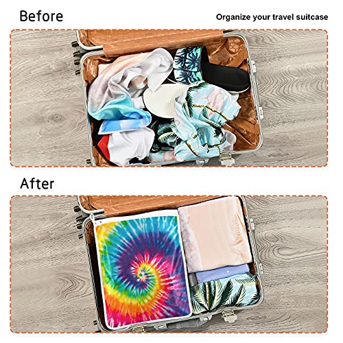 susiyo Mesh Laundry Bag for Delicates, 2 Pcs Chic Colorful Rainbow Tie Dye Lingerie Bags for Laundry with Zipper