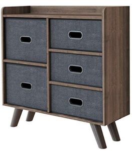 hooseng 5 drawer dresser storage, durable chest wood organizer, waterproof fabric capacity tower, cabinet for bedroom/hallway/living room, rustic brown (5 drawer)