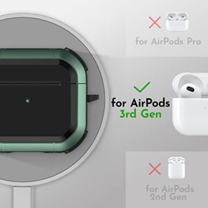 SURPHY Armor Case Designed for AirPods 3 Case (2021), Rugged Protective Case with Keychain for Airpods 3rd Generation (Front LED Visible), Green