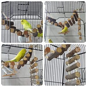 CEDAR ALPHA 4Pk 20" Natural Ladder, Hermit Crab,Bird Swing Ladder Chewing Toys Hanging,Pet Bird Cage Rodents Parakeet Ladder Bridge