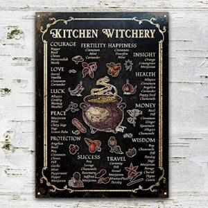 eeypy witch kitchen witchery metal sign vintage rust styled house decor witches magic knowledge kitchen blessing incense artwork tin signs for bar 8x12 inch