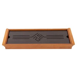 natural bamboo tea tray drainage type cup plate traditional chinese style serving tray kung fu tea accessory 14.96 x 5.28 x 1.49inch