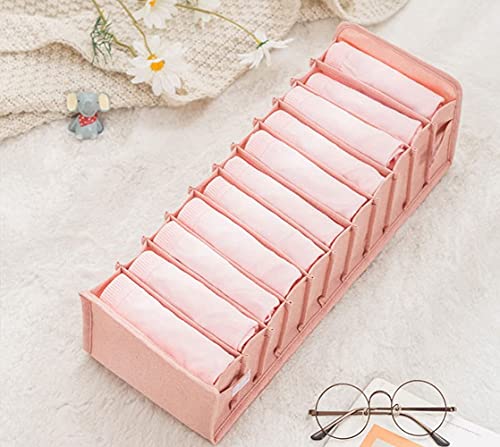 ZYDZ Closet Organizers and Storage, 3 Set Clothing Underwear Bra Sock Lingerie Chest Ties Small Parts Collapsible Organizer Drawer Divider for Bedroom, Pink