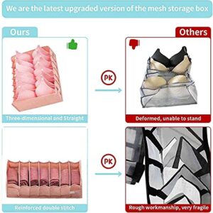 ZYDZ Closet Organizers and Storage, 3 Set Clothing Underwear Bra Sock Lingerie Chest Ties Small Parts Collapsible Organizer Drawer Divider for Bedroom, Pink