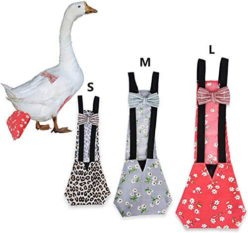 OCHSTIN Chicken Diaper Pet Diaper Nappy Poultry Cloth Bow Tie Washable Parrot Flight Suit for Goose Duck Hen Birds Poultry Small Animals Parakeet Cockatiel (M, Leopard)