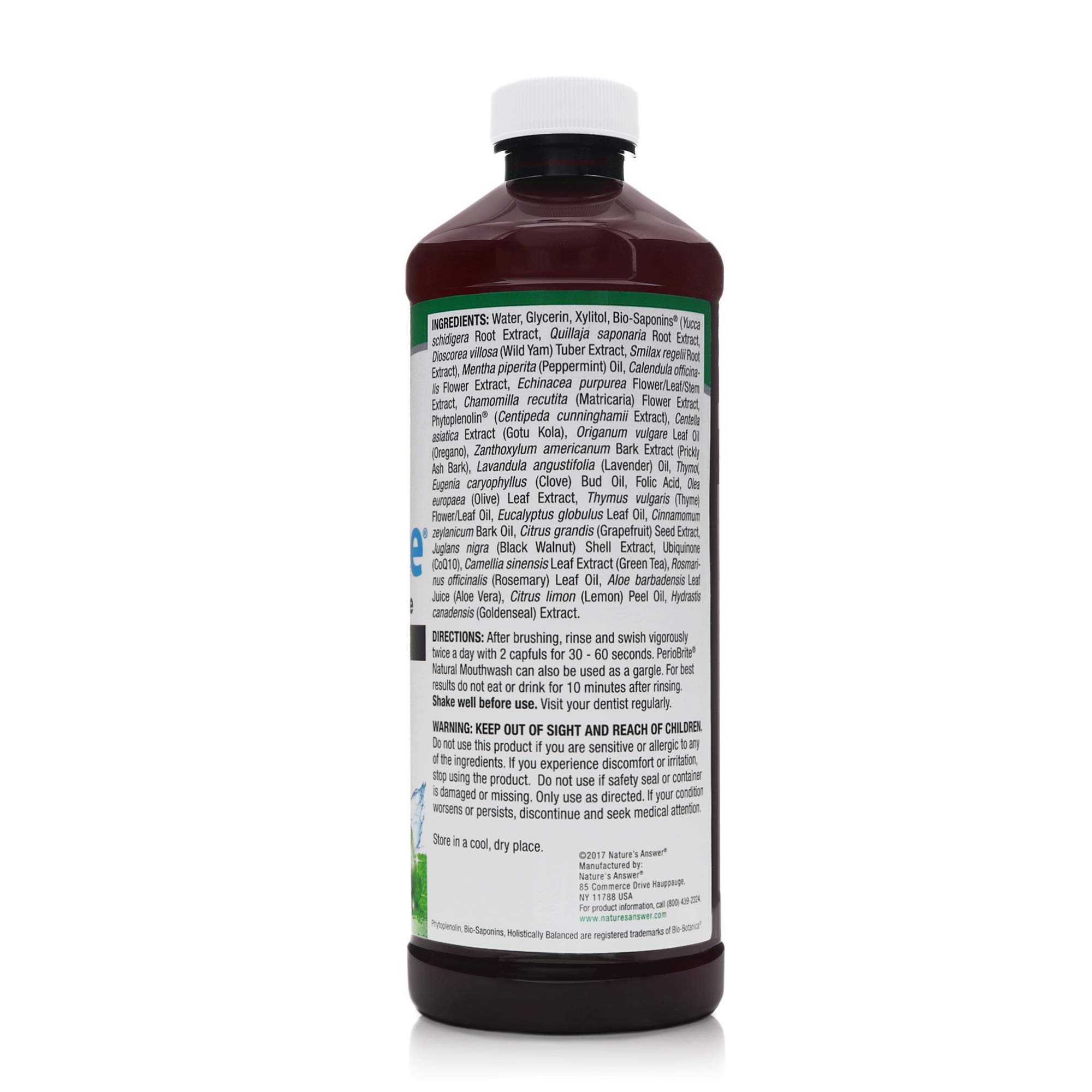 Nature's Answer Periobrite Cool Mint All-Natural Mouthwash | Promotes Healthy Teeth & Gums | Fights Bad Breath | Flouride-Free, Alcohol-Free & Gluten-Free | No Articial Preservatives 16oz (2 Pack)