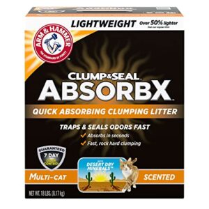 arm & hammer clump & seal absorbx lightweight quick absorbing scented multi-cat clumping cat litter, 18 lb, small
