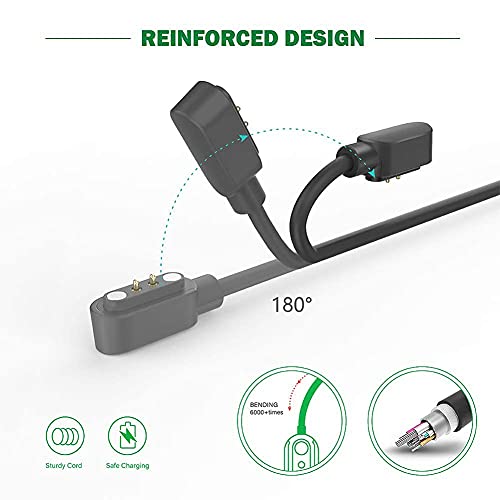 Qunions Charger for Wyze Watch, 2Pcs Replacement USB Charging Cable for Wyze Smart Watch 44mm 47mm (3.3 feet +2.2 feet)