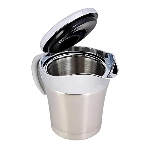 FOXDISK 304 Stainless Steel Double Insulated Gravy Boat 16 oz with Hinged Lid,Sauce Jug and Steak Sauce Pot Double Walled Insulated Thermal (16 oz/450ml)