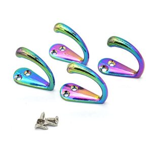 noyin Metal Rainbow Wall Hook with Screws Decorative Hooks Coat Hangers Rack Bag Hooks Bath Towel Hooks Scarf Hooks Hat Hooks for Hanging Objects 2pcs