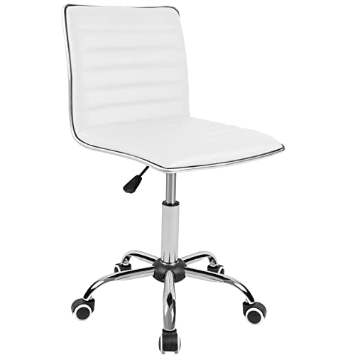 JUMMICO Office Chair Mid Back Task Chair Adjustable Home Computer Executive Desk Chair with 360° Swivel (White)