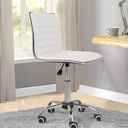 JUMMICO Office Chair Mid Back Task Chair Adjustable Home Computer Executive Desk Chair with 360° Swivel (White)