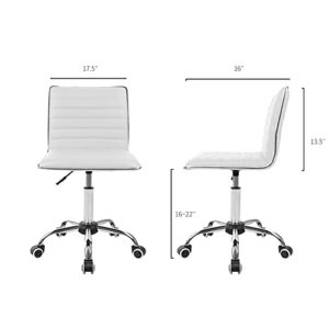 JUMMICO Office Chair Mid Back Task Chair Adjustable Home Computer Executive Desk Chair with 360° Swivel (White)