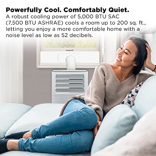 TCL Home 7,500 BTU Smart Portable Air Conditioner, Fan, & Dehumidifier, App & Voice Control, 2 Fan Speeds, LED Display & Remote, 24 Hour Timer, White Standard (5P93C)