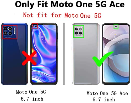 YZOK Compatible with Motorola One 5G Ace Phone Case,with HD Screen Protector,[Military Grade] Ring Car Mount Kickstand Hybrid Hard PC Soft TPU Shockproof Protective Case for Moto One 5G Ace (Red)