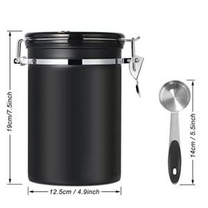 Pitmoly Airtight Coffee Canister, Stainless Steel Coffee Container, Food Storage Containers with Date Tracker and Scoop, Coffee Jar for Coffee Grounds and Beans,22 oz (Black)