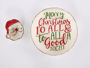 mud pie, multi, farmhouse christmas chip & dip set, 2.5" x 10.5", chip 2 1/2" x 10 1/2" dia | dip 2" x 4 1/2"