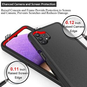 TENCO Compatible with Samsung Galaxy A32 5G Case,with Screen Protectors,Heavy Duty Rugged Shockproof Full Body Protection Kickstand Case Belt Clip Holster for 5G(Black), SM-A326B, SM-A326BDS