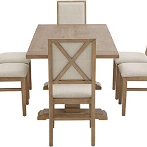 Crosley Furniture Joanna 7-Piece Dining Set with Table and 6 Upholstered Back Chairs, Rustic Brown/Creme