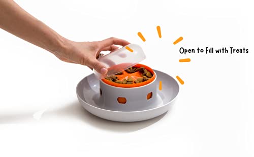 The UFO Interactive Push Button Food Treat Dispenser Bowl for Dogs & Cats for Fun Slow Feeding