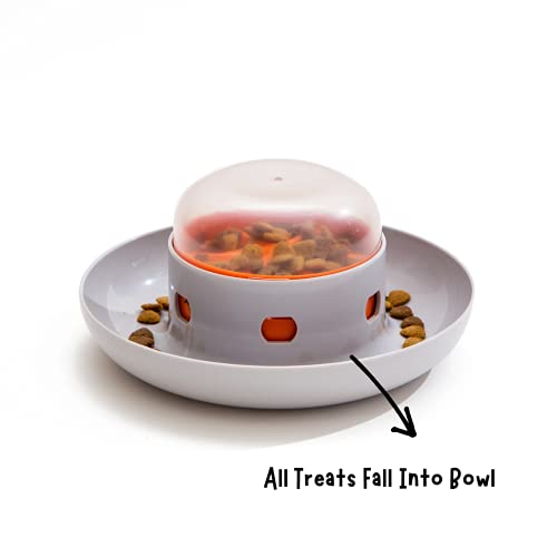 The UFO Interactive Push Button Food Treat Dispenser Bowl for Dogs & Cats for Fun Slow Feeding