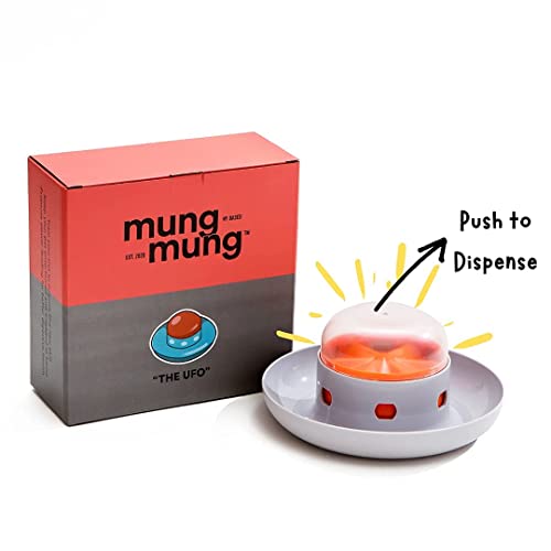 The UFO Interactive Push Button Food Treat Dispenser Bowl for Dogs & Cats for Fun Slow Feeding