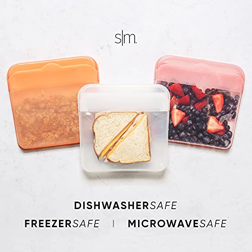 Simple Modern Reusable Sandwich Bags Silicone Food Storage Snack Bag - Plastic Free, Microwave/Freezer/Oven Safe, Sammie 18oz (Sandwich) Pattern: Fox and the Flower