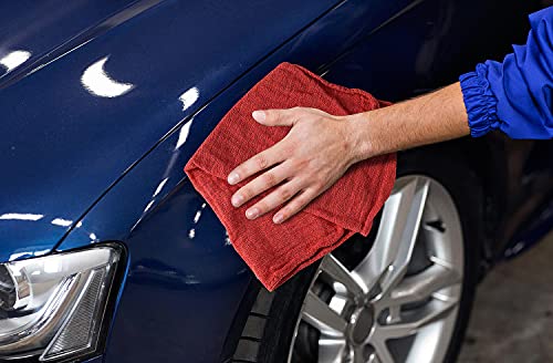 TOALLA Cotton Shop Towels Red – (Pack of 150) Size 14x14 Inches Cleaning Rags – Absorbent Shop Rags and Multipurpose Cleaning Towels for Automobiles, Industries, Garage and Homes