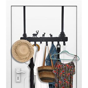 Over The Door Hooks Hanger 17.7" 8 Hooks, Door Mount Towel Rack Towel Hooks for Bedroom Kitchen Pool Beach Towels Bathrobe Wall Mount Hang on The Door Cabinet Cupboard Metal Sandblasted (Black)