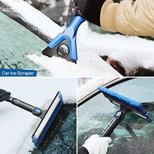 JOYTUTUS 61.3″ Ice Scraper and Long Handle Snow Brush, 270° Pivoting Extendable Snow Scraper Brush for Car Windshield, Telescoping Ice Scraper Foam Grip, Snow Remover for Cars, Trucks, SUV (Xmas Bag)