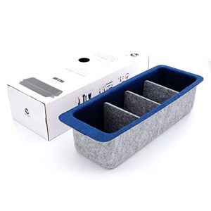 WELAXY Cabinet Pantry Organizers Desk drawer organizer bin with 4 adjustable compartment Felt multi-storage for Kitchen home office closet Junk Socks Ties organizing ( Navy)