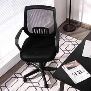 Giantex Mesh Office Chair, Mid Back Computer Desk Chair, Ergonomic Executive Chair, Lumbar Support Cushioned Seat, Rolling Swivel Armchair, Adjustable Height, Home Office Task Chair (1)