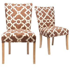 sole designs julia collection modern contemporary upholstered dining chair with fan back design and nailhead accents, darjeeling