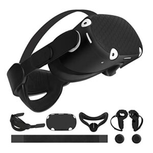 esimen 5 in 1 accessories set, adjustable head strap for oculus quest 2 vr skin face cover grip cover,enhanced support and comfort in vr(black)