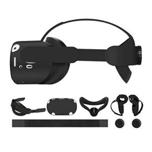 Esimen 5 in 1 Accessories Set, Adjustable Head Strap for Oculus Quest 2 VR Skin Face Cover Grip Cover,Enhanced Support and Comfort in VR(Black)