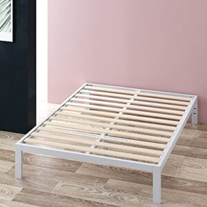 ZINUS Mia Metal Platform Bed Frame / Wood Slat Support / No Box Spring Needed / Easy Assembly, White, Full