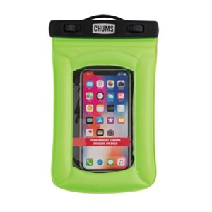 chums floating phone protector – smartphone touchscreen waterproof pouch with removable lanyard (green)