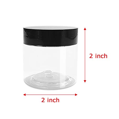 20PCS 2OZ Clear Plastic Slime Containers Jars with Black Lids,Refillable Empty Cometic Storage Container for Slime Making,Candy,Beads,Art Crafts,Lotion