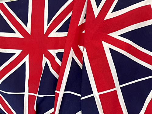 AMORNPHAN 45x40 Inch United Kingdom UK England British National Country Flag Patriotic Printed Cotton Fabric for Patchwork Needlework DIY Handmade Sewing Crafting Home Decoration (9 Small flag size 13"x14")
