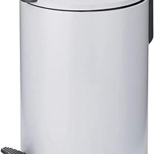 Kela Bathroom Trash Can with Soft Close, Step-On Lid, White, 1.3 Gallons, 10 inches Tall, Small Waste Basket