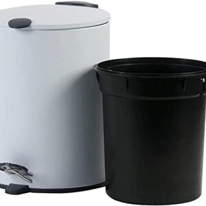 Kela Bathroom Trash Can with Soft Close, Step-On Lid, White, 1.3 Gallons, 10 inches Tall, Small Waste Basket