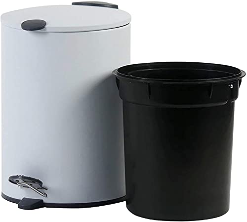 Kela Bathroom Trash Can with Soft Close, Step-On Lid, White, 1.3 Gallons, 10 inches Tall, Small Waste Basket